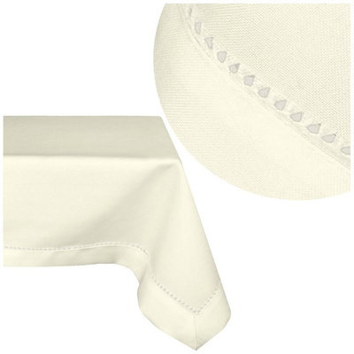 Stain Resistant Tablecloth with Moiré 240_Cream 140x260