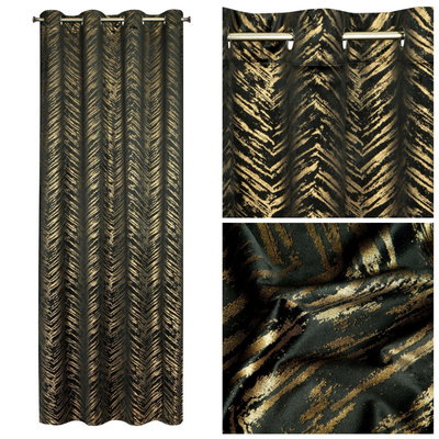 Záves 140 x 250 dekoratívny Velvet Sara čierny+zlatý