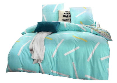 Striped Cotton Satin Bedding Blue C1251 160x200PP 4 pieces