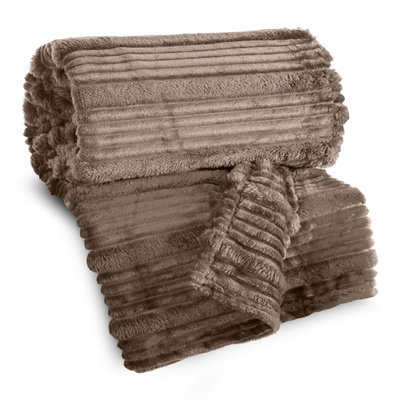 150 x 200 Flannel Stamped Nina Blanket Beige
