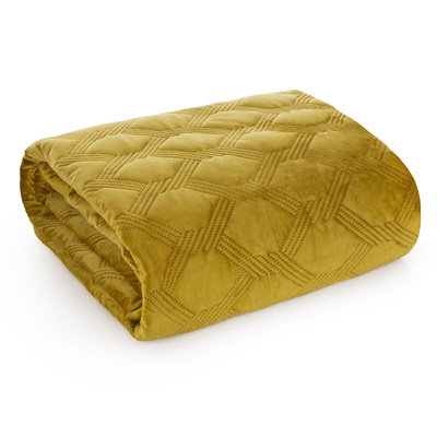 Quilted Velvet Bedspread Sofia5 Honey 170 x 210