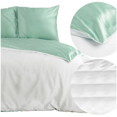 Bedding 220 x 200 3cz Satin Nova3 White + Mint