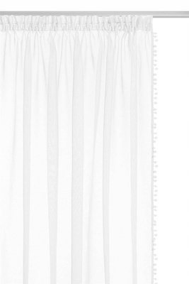 Curtain 140 x 270 Decorative Pompoo Tape White
