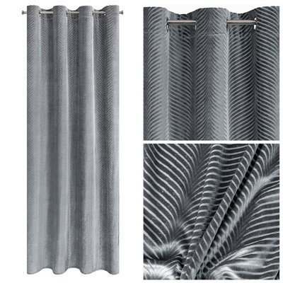 Velvet Lussi Curtain 140 x 250 Steel Spun