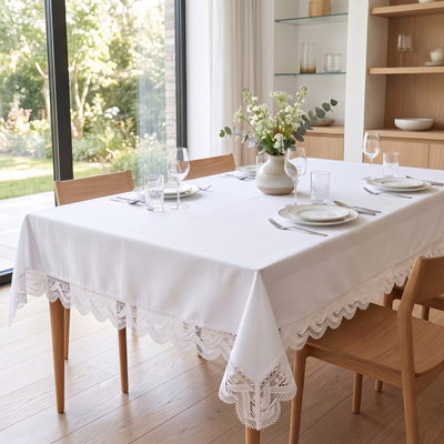 Obrus 100x150 Plamoodporny z Gipiurą Elia Biel 04