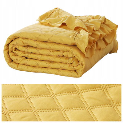 Quilted Double Sided Ruffy Mustard Bedspread 160 x 220