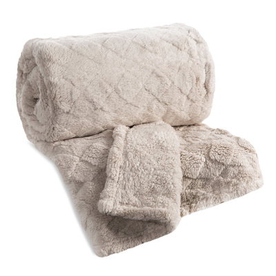 Blanket 70 x 160 Stamped Plush Nancy Beige