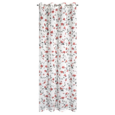 Dekoračná záclona Jenny 140 x 250 krúžky biela+tehlová