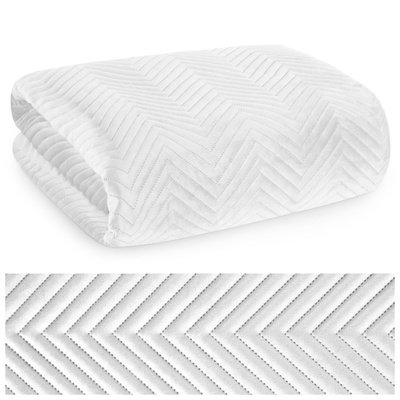 70 x 160 Decorative Velour Sofia White Bedspread