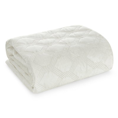 Quilted Velvet Bedspread Sofia5 Cream 170 x 210