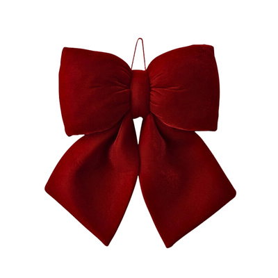 20 x 20 Christmas Velour Holly Bow 02 Card