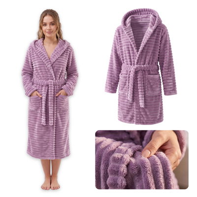 Microfiber Striped Bathrobe Unisex Velar M 07 Heather