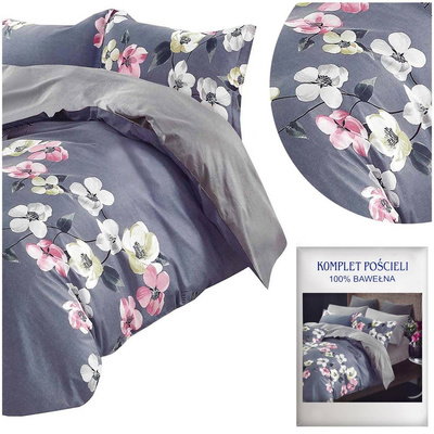 Cotton Satin Bedding in Flowers Double-sided No. A1141 200x220NP 3 parts