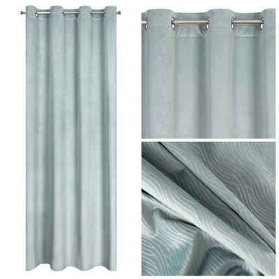 Velvet Lili Curtain 140 x 250 Pinstripe Blue