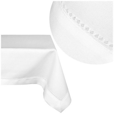 Stain Resistant Tablecloth with a Net 240_White 120x120