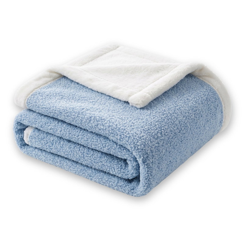Koc 160 x 200 Boucle Bukla z Lamówką Mellori 02
