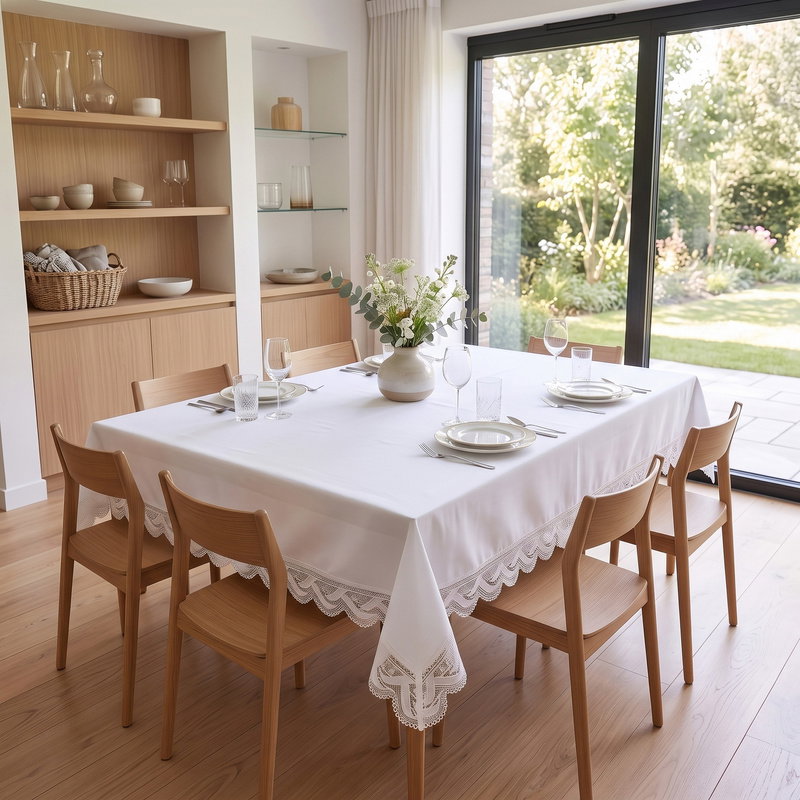 Obrus 100x100 Plamoodporny z Gipiurą Elia Biel 04