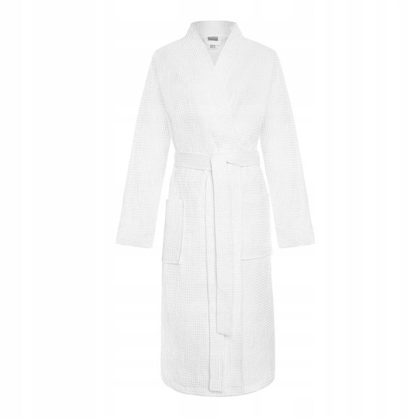 Szlafrok Kimono Gofer Bawełniany Unisex XS Biały