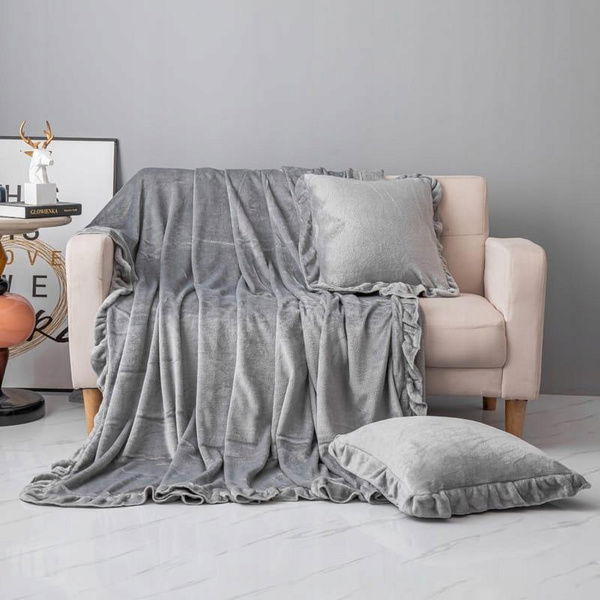 Poszewka 40 x 40 Dekoracyjna Mikrofibra Ruffly Sza