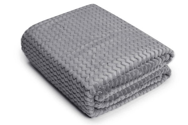 Koc 160 x 200 Mikrofibra Zygzak Wytłaczana Stal