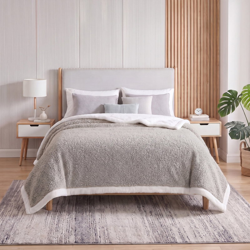 Koc 200 x 220 Boucle Bukla z Lamówką Mellori 04