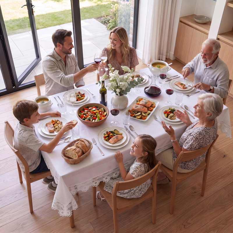 Obrus 100x100 Plamoodporny z Gipiurą Elia Biel 03