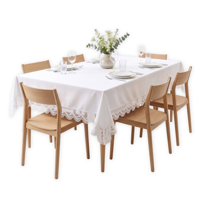 Obrus 120x200 Plamoodporny z Gipiurą Elia Biel 04