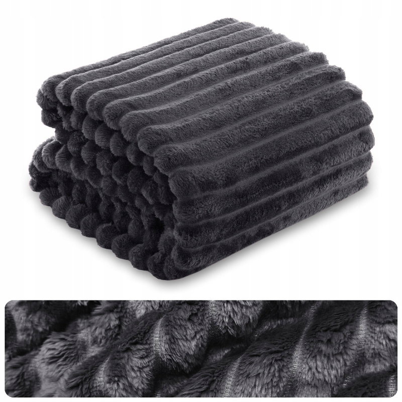 Koc 160 x 200  Mikrofibra Tłoczona Pasy Nuvio 03