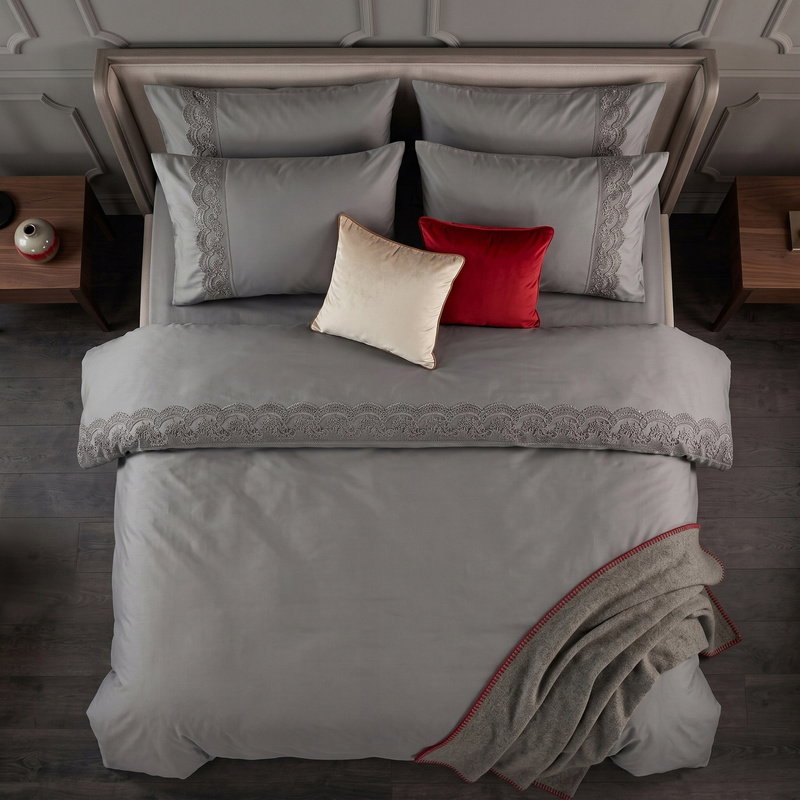 Pościel Bawełniana Komplet 160 x 200 Lana1 Stal