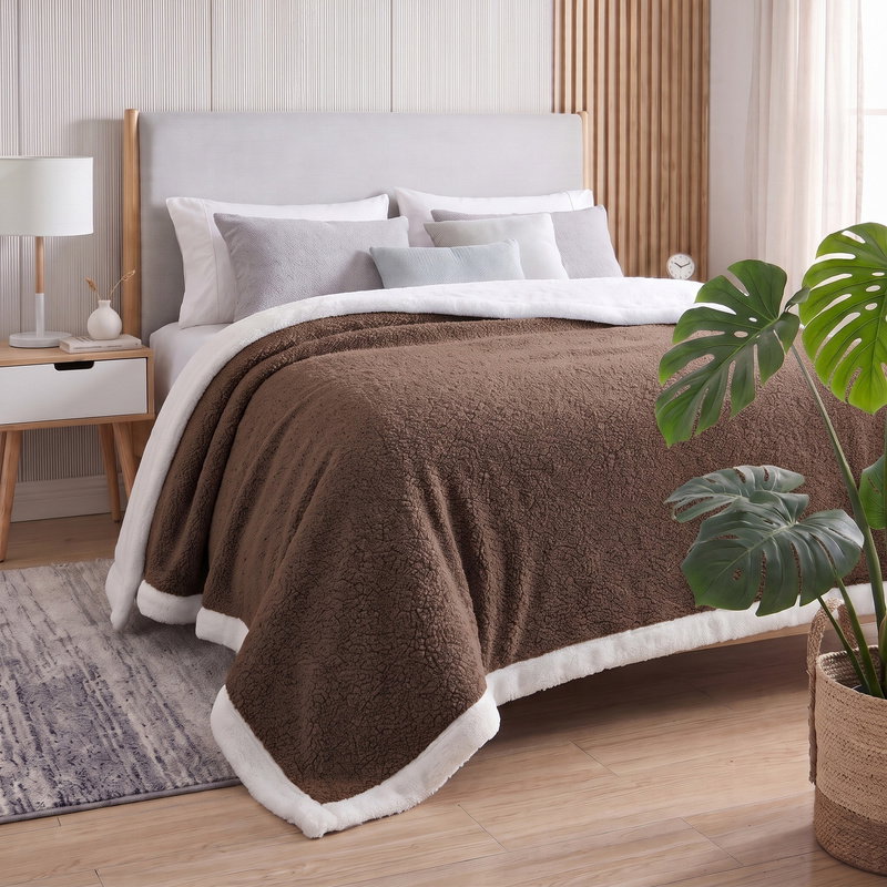Koc 160 x 200 Boucle Bukla z Lamówką Mellori 03