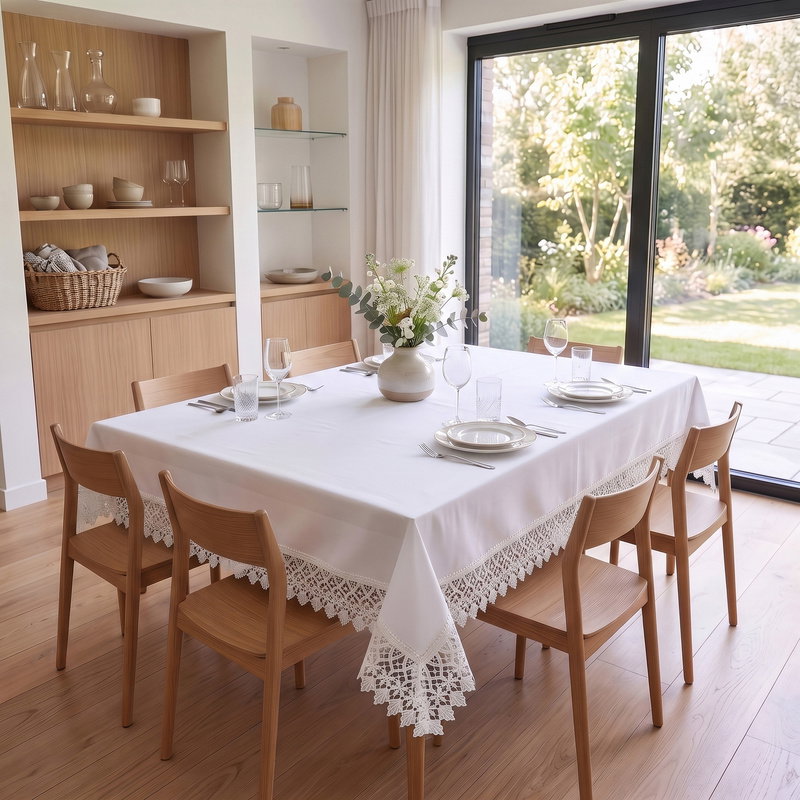 Obrus 100x140 Plamoodporny z Gipiurą Elia Biel 01