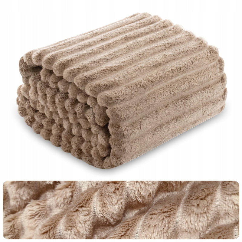 Koc 160 x 200  Mikrofibra Tłoczona Pasy Nuvio 04