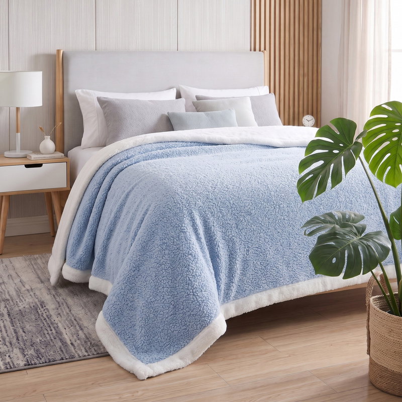 Koc 200 x 220 Boucle Bukla z Lamówką Mellori 02
