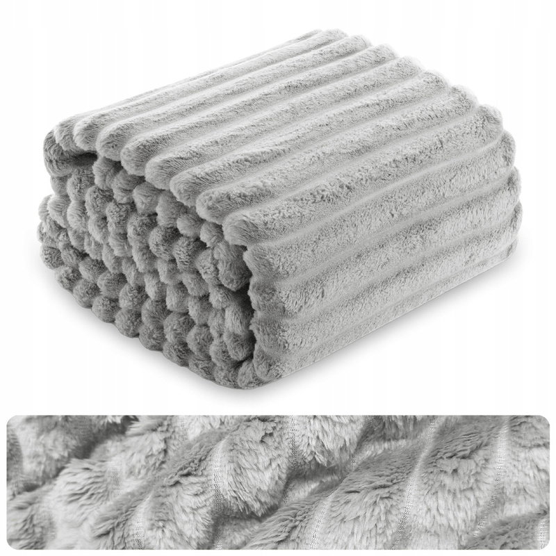 Koc 160 x 200  Mikrofibra Tłoczona Pasy Nuvio 02
