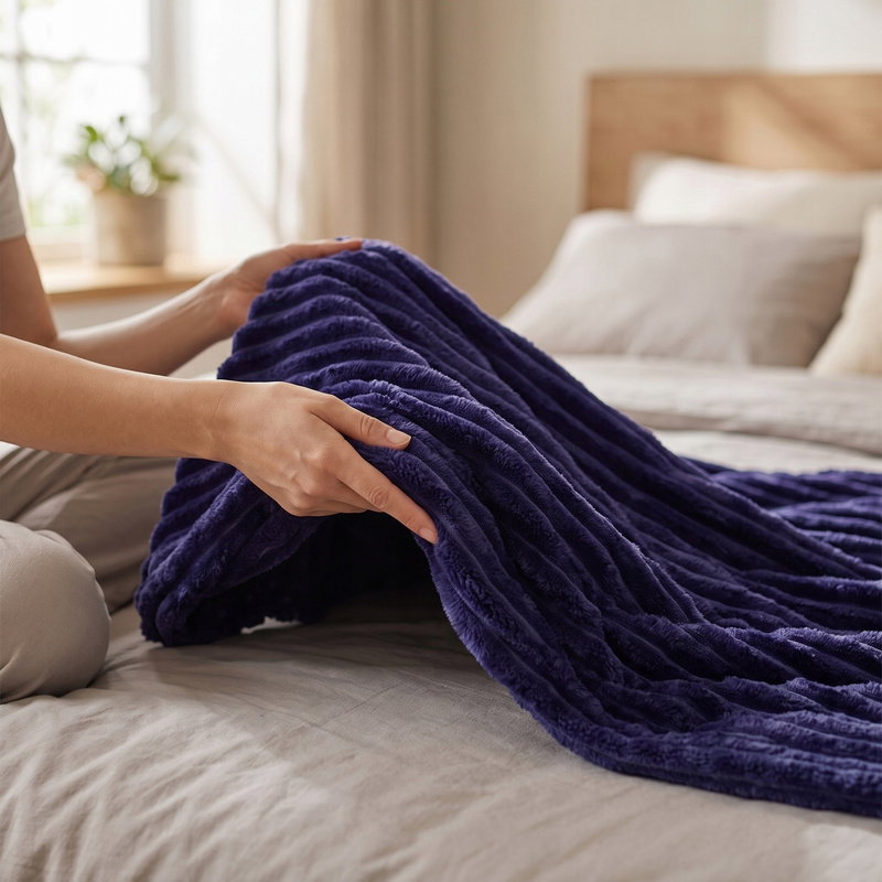 Koc 200 x 220 Mikrofibra Tłoczony Ardea Pasy 03