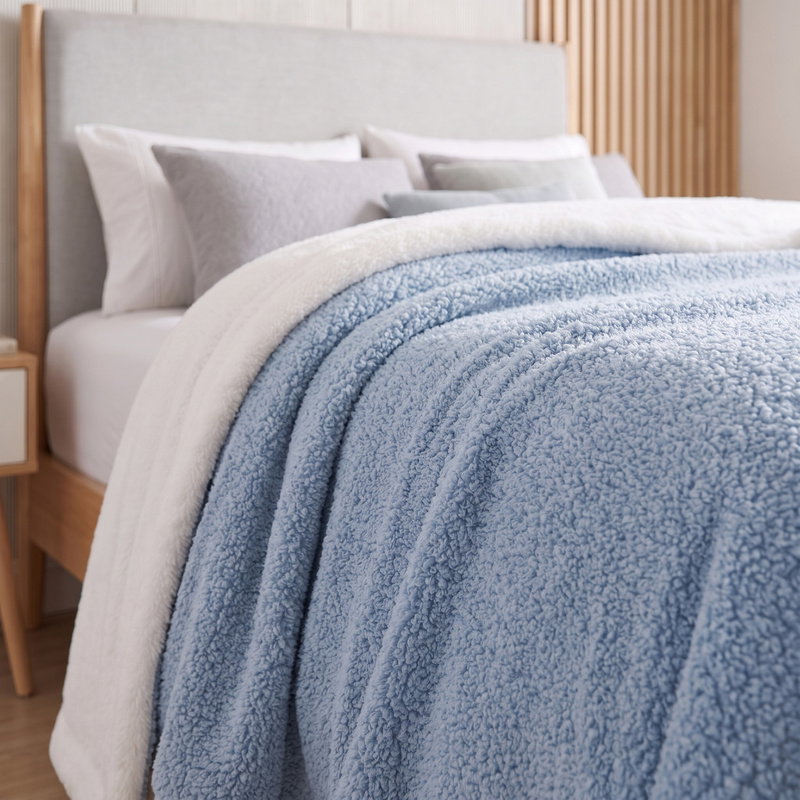 Koc 160 x 200 Boucle Bukla z Lamówką Mellori 02