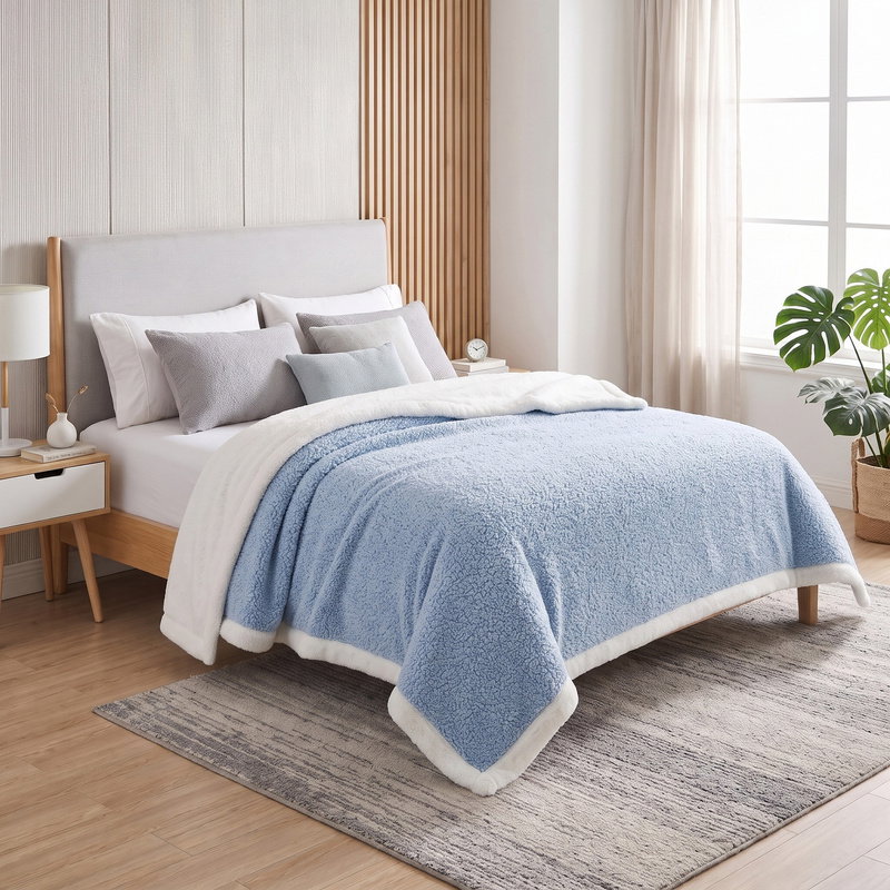 Koc 160 x 200 Boucle Bukla z Lamówką Mellori 02