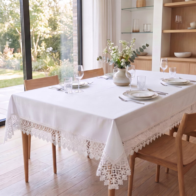 Obrus 120x160 Plamoodporny z Gipiurą Elia Biel 01