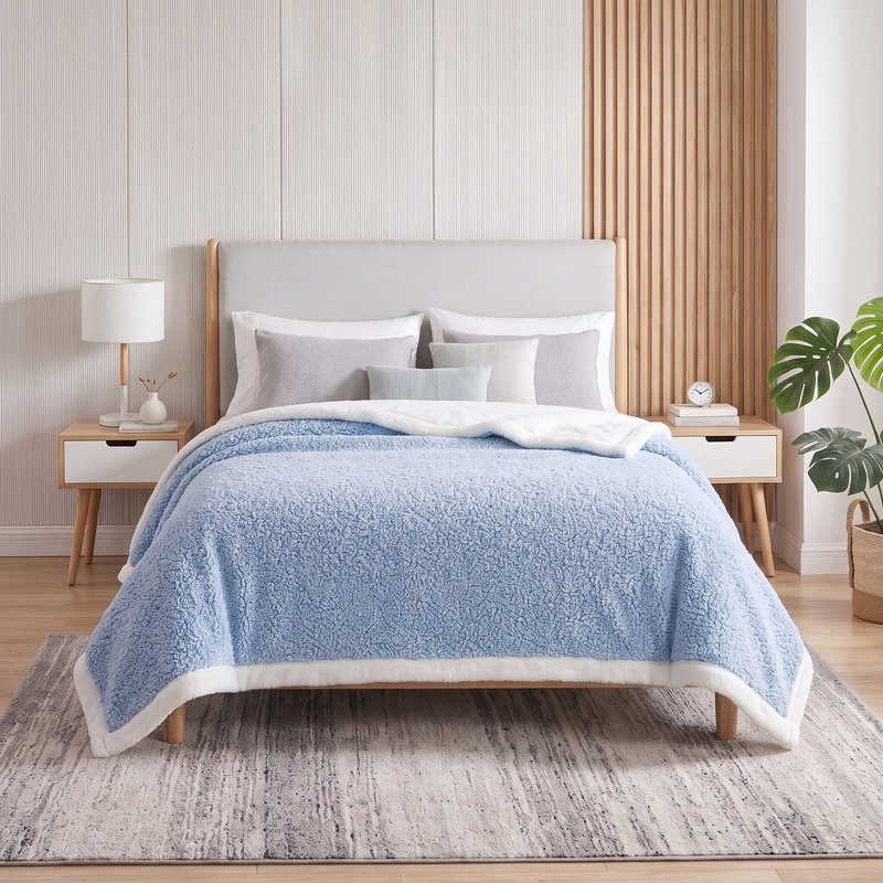 Koc 200 x 220 Boucle Bukla z Lamówką Mellori 02